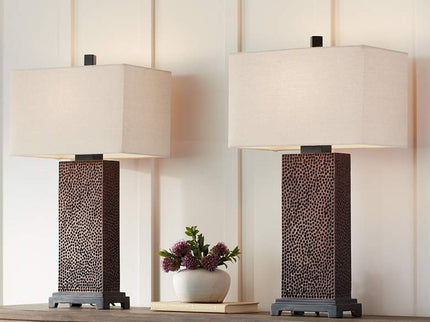 360 Lighting Caldwell 24 3/4" Hammered Bronze Table Lamps Set of 2