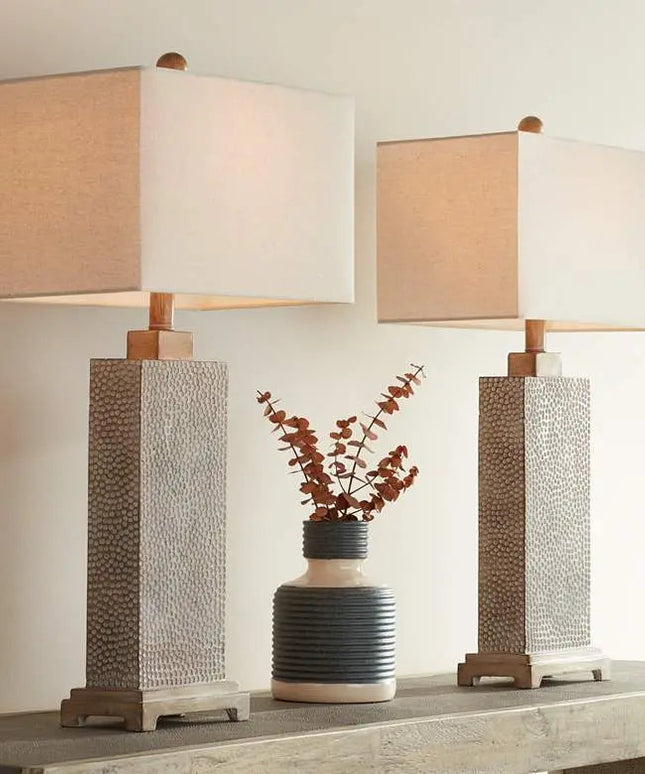 360 Lighting Caldwell 26 3/4" Hammered Base Table Lamps Set of 2 360 Lightning