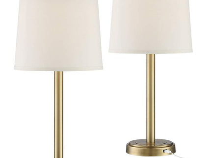 360 Lighting Camile 25" Brass Finish Metal USB Table Lamps Set of 2