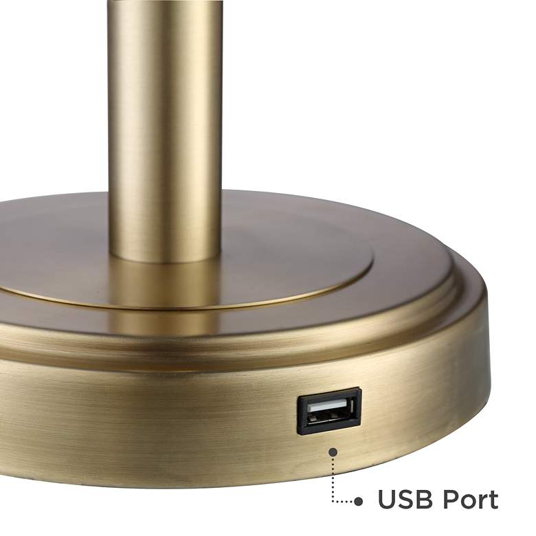 360 Lighting Camile 25" Brass Finish Metal USB Table Lamps Set of 2