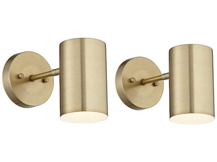 360 Lighting Carla 7" High Polished Brass Hardwire Wall Lamps Set of 2