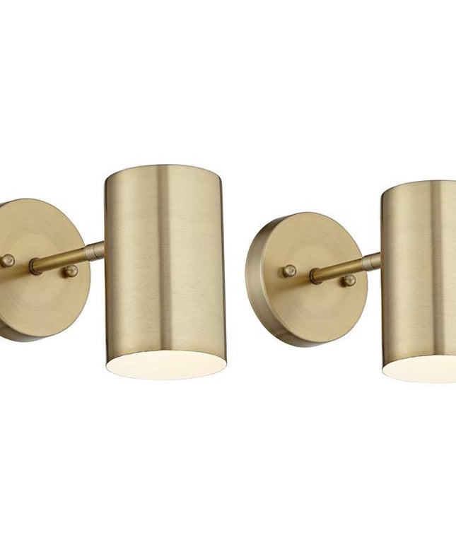 360 Lighting Carla 7" High Polished Brass Hardwire Wall Lamps Set of 2
