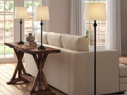 360 Lighting Carter Black and Cream 3-Piece Floor and Table Lamp Set