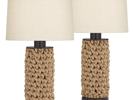 360 Lighting Ciera Natural Bronze and Rope Wrapped Table Lamps Set of 2