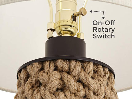 360 Lighting Ciera Natural Bronze and Rope Wrapped Table Lamps Set of 2