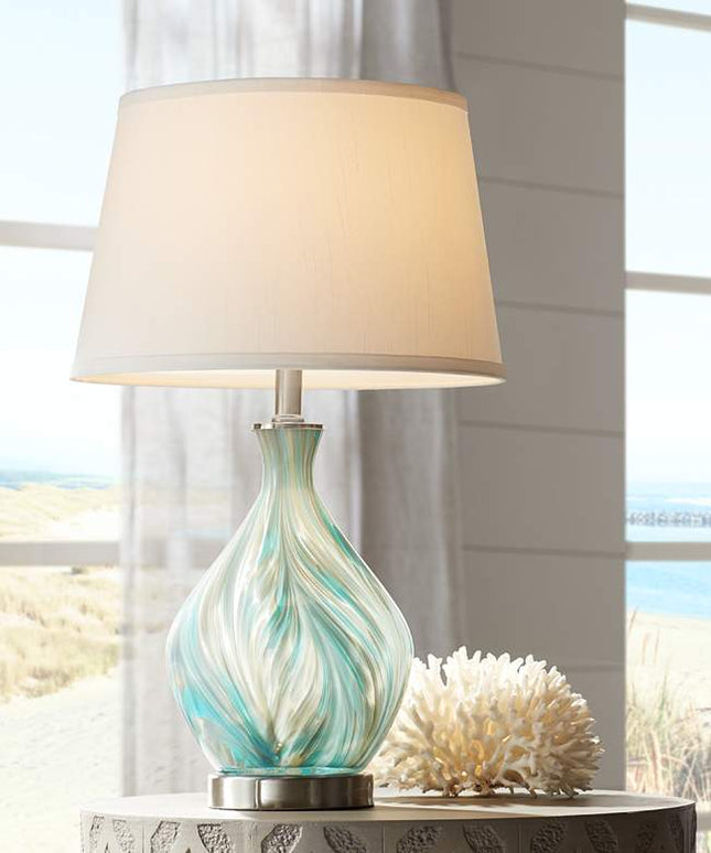 360 Lighting Cirrus 22" High Blue Gray Art Glass Table Lamp