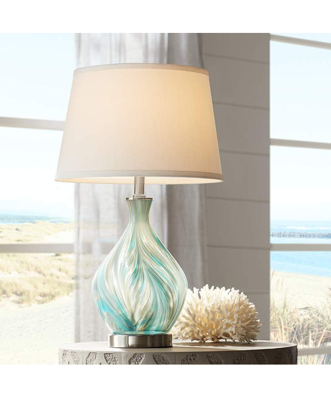 360 Lighting Cirrus 22" High Blue Gray Art Glass Table Lamp