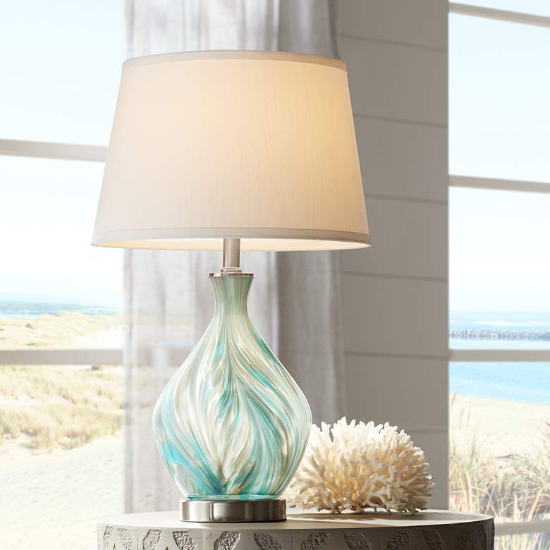 360 Lighting Cirrus 22" High Blue Gray Art Glass Table Lamp
