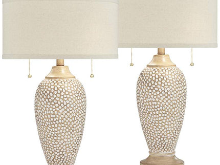 360 Lighting Cody 24 1/2" Textured Pebble Beige Table Lamps Set of 2
