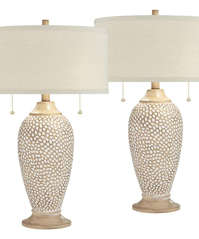 360 Lighting Cody 24 1/2" Textured Pebble Beige Table Lamps Set of 2