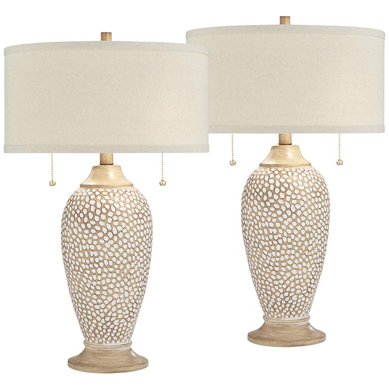 360 Lighting Cody 24 1/2" Textured Pebble Beige Table Lamps Set of 2