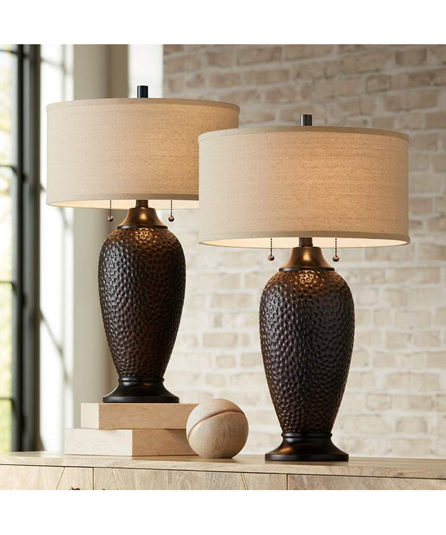 360 Lighting Cody 26" Hammered Oiled Bronze Table Lamps Set of 2