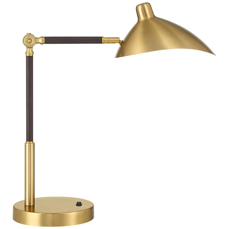 360 Lighting Colborne 28" Leather Wrap Brass Mid-Century Desk Lamp