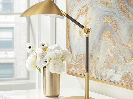 360 Lighting Colborne 28" Leather Wrap Brass Mid-Century Desk Lamp