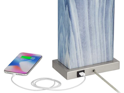 360 Lighting Connie 25" Blue USB Table Lamps with Dimmers Set of 2