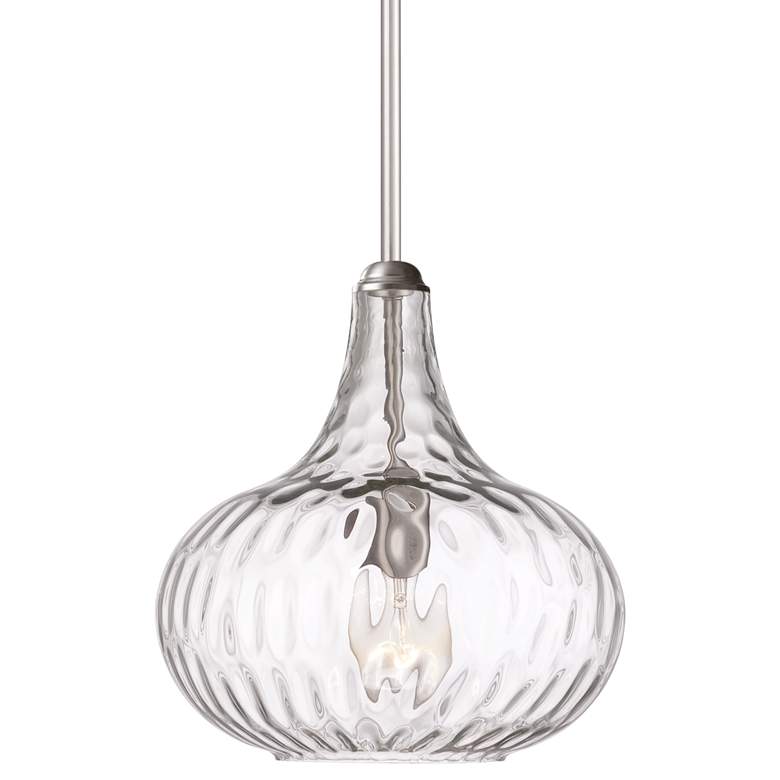 360 Lighting Cora 11" Wide Modern Nickel and Textured Glass Pendant