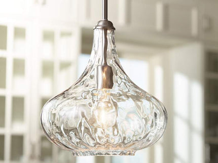 360 Lighting Cora 11" Wide Modern Nickel and Textured Glass Pendant
