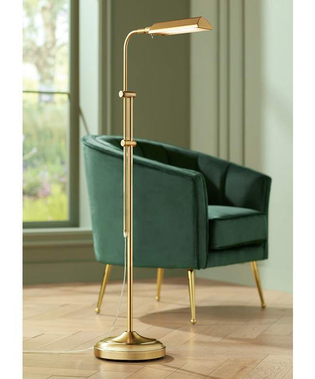 360 Lighting Culver Adjustable Height Aged Brass Pharmacy LED Floor Lamp