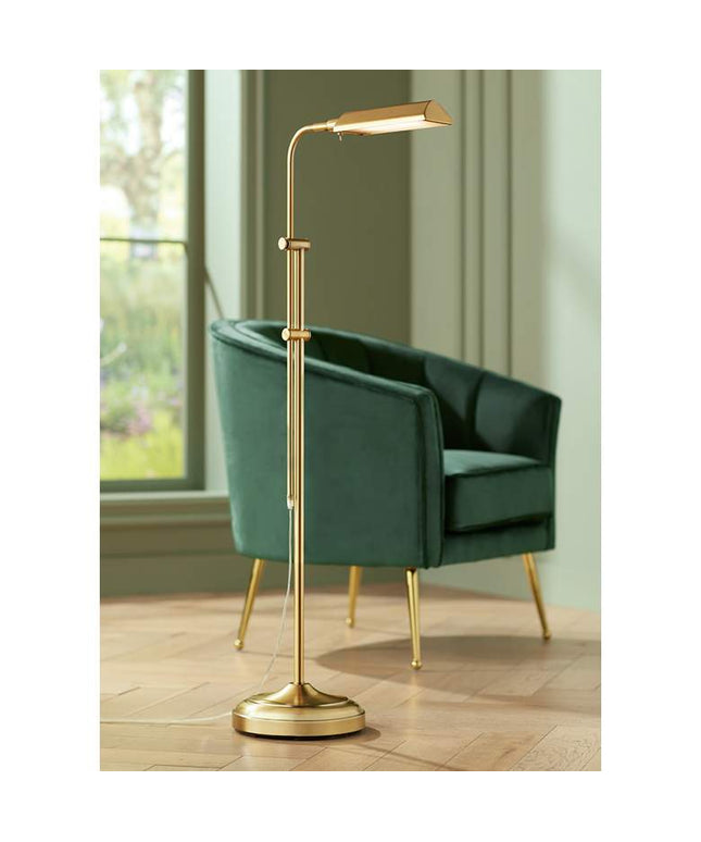 360 Lighting Culver Adjustable Height Aged Brass Pharmacy LED Floor Lamp