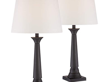 360 Lighting Dolbey 28" Black Bronze Column Table Lamps Set of 2