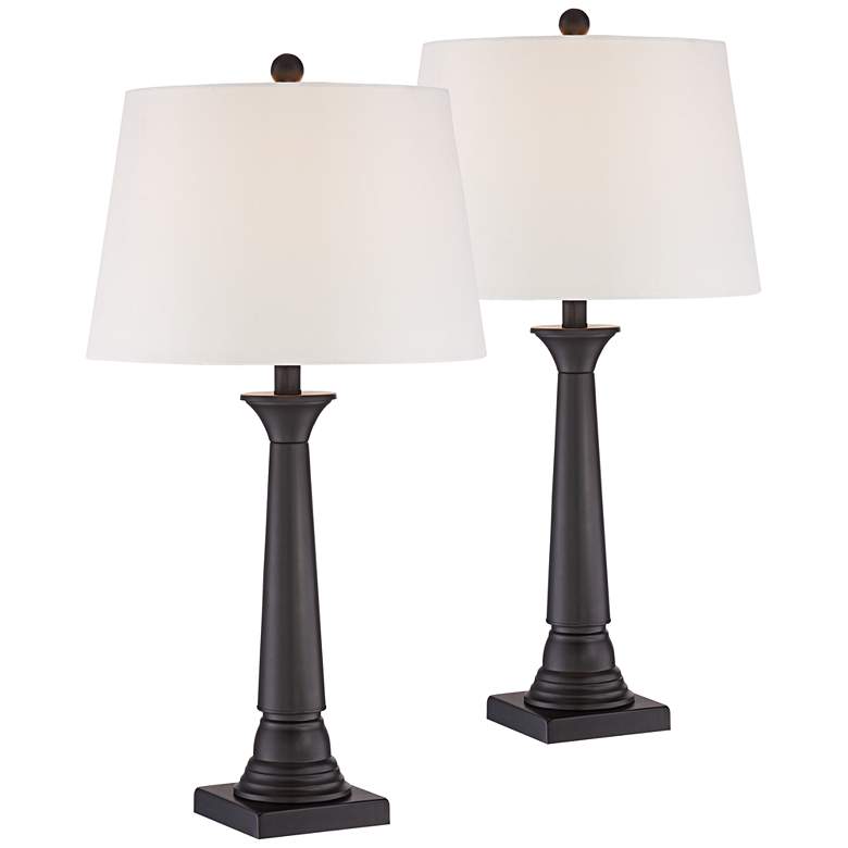 360 Lighting Dolbey 28" Black Bronze Column Table Lamps Set of 2