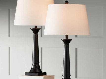 360 Lighting Dolbey 28" Black Bronze Column Table Lamps Set of 2