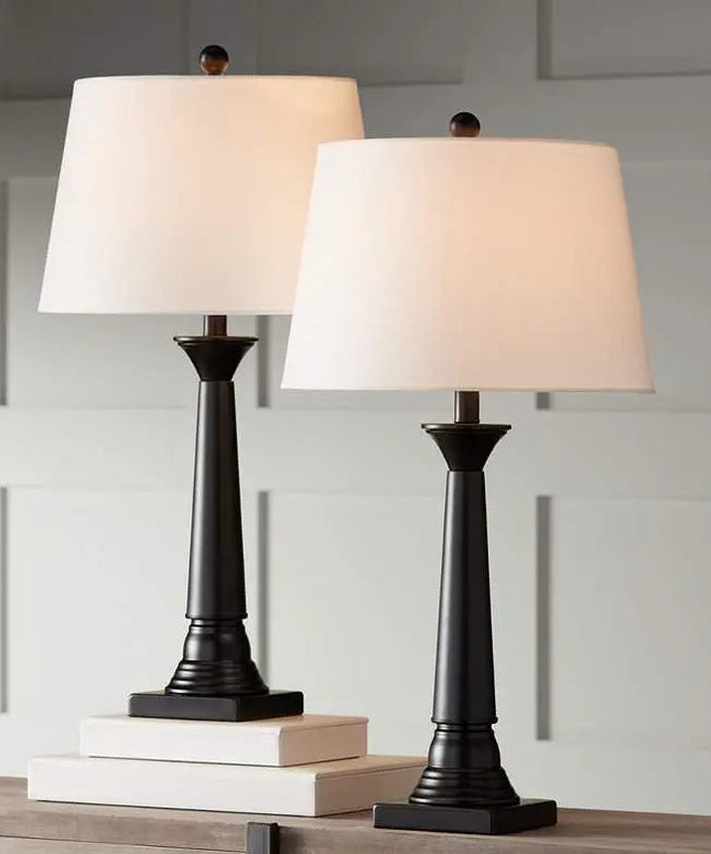 360 Lighting Dolbey 28" Black Bronze Column Table Lamps Set of 2 360 Lightning