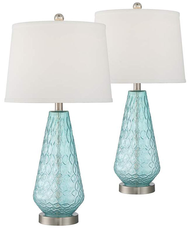 360 Lighting Dylan 27 1/2" Blue Glass Coastal Modern Lamps Set of 2