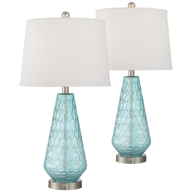 360 Lighting Dylan 27 1/2" Blue Glass Coastal Modern Lamps Set of 2