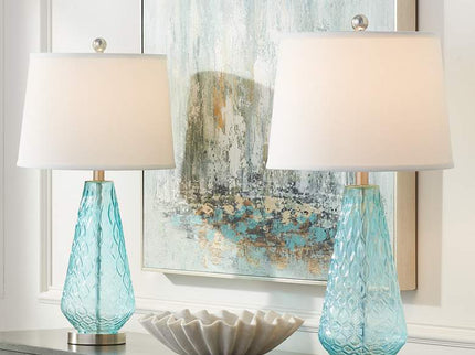 360 Lighting Dylan 27 1/2" Blue Glass Coastal Modern Lamps Set of 2