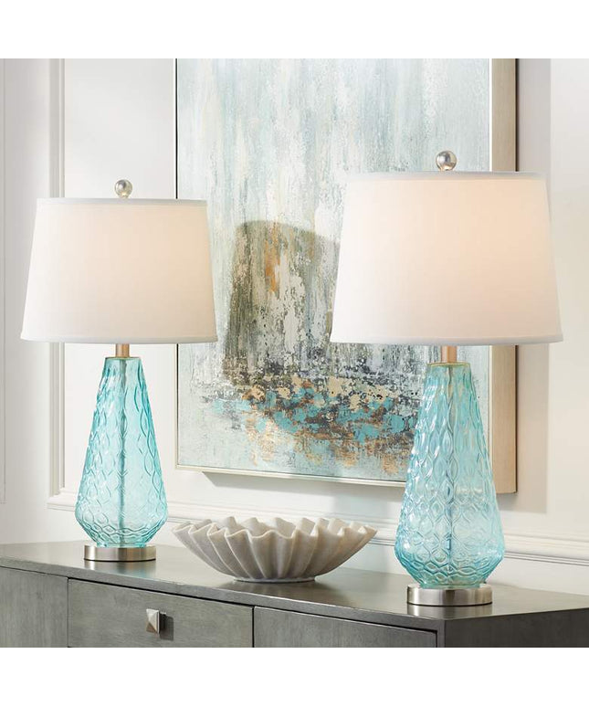 360 Lighting Dylan 27 1/2" Blue Glass Coastal Modern Lamps Set of 2