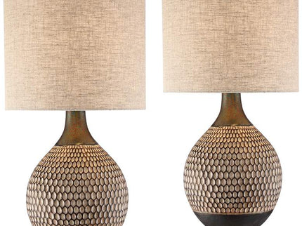 360 Lighting Emma 21" Brown Ceramic Mid-Century Table Lamps Set of 2