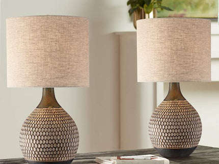 360 Lighting Emma 21" Brown Ceramic Mid-Century Table Lamps Set of 2