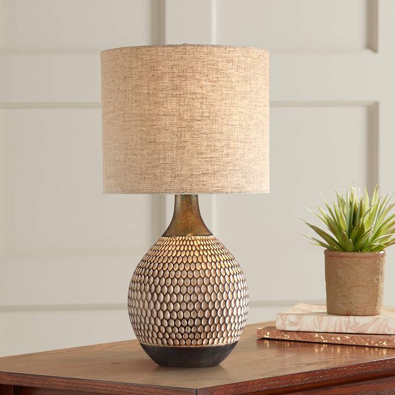 360 Lighting Emma 21" High Textured Ceramic Mid-Century Table Lamp