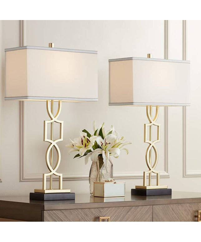 360 Lighting Evan 28 1/4" Gold Modern Luxe Table Lamps Set of 2