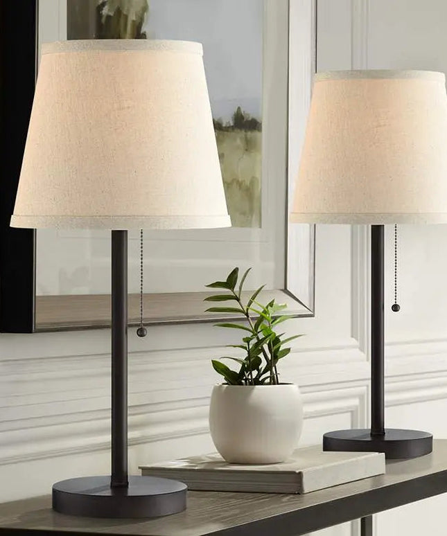 360 Lighting Flesner 20" Bronze USB and Outlet Table Lamps Set of 2 360 Lightning