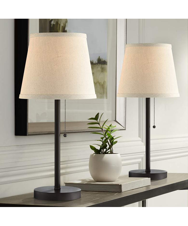 360 Lighting Flesner 20" Bronze USB and Outlet Table Lamps Set of 2