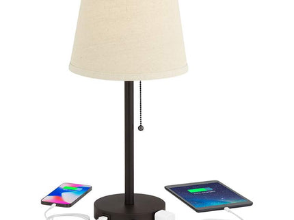 360 Lighting Flesner 20" Bronze USB and Outlet Table Lamps Set of 2