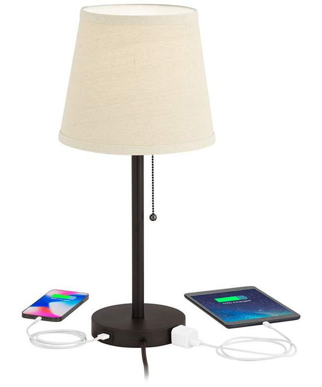 360 Lighting Flesner 20" Bronze USB and Outlet Table Lamps Set of 2