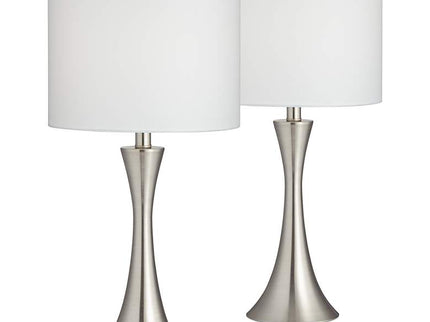 360 Lighting Gerson Brushed Nickel LED Table Lamps with Dimmers Set of 2