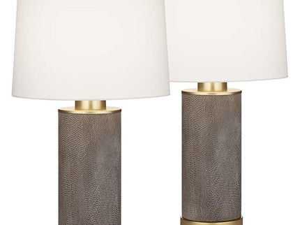 360 Lighting Gilson Gold Textured Gray Modern Ceramic Table Lamps Set of 2