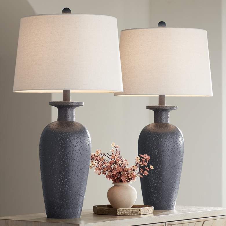360 Lighting Glenwood 28" Charcoal Gray Table Lamps Set of 2