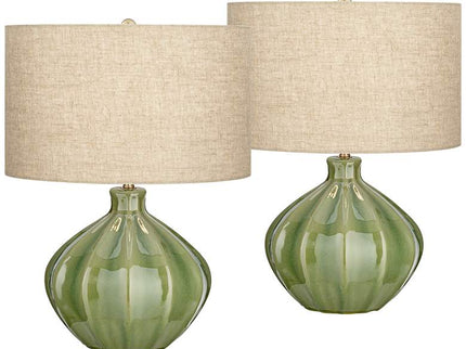 360 Lighting Gordy 20 1/2" Green Ceramic Accent Table Lamps Set of 2