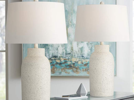 360 Lighting Jaime 27 1/2" Faux White Sandstone Table Lamps Set of 2