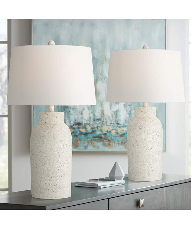 360 Lighting Jaime 27 1/2" Faux White Sandstone Table Lamps Set of 2