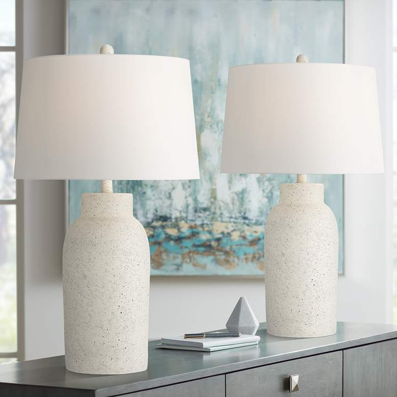 360 Lighting Jaime 27 1/2" Faux White Sandstone Table Lamps Set of 2