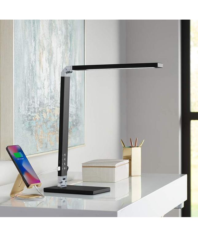 360 Lighting Jett 16 1/2" Black Modern LED Desk Lamp with USB Port
