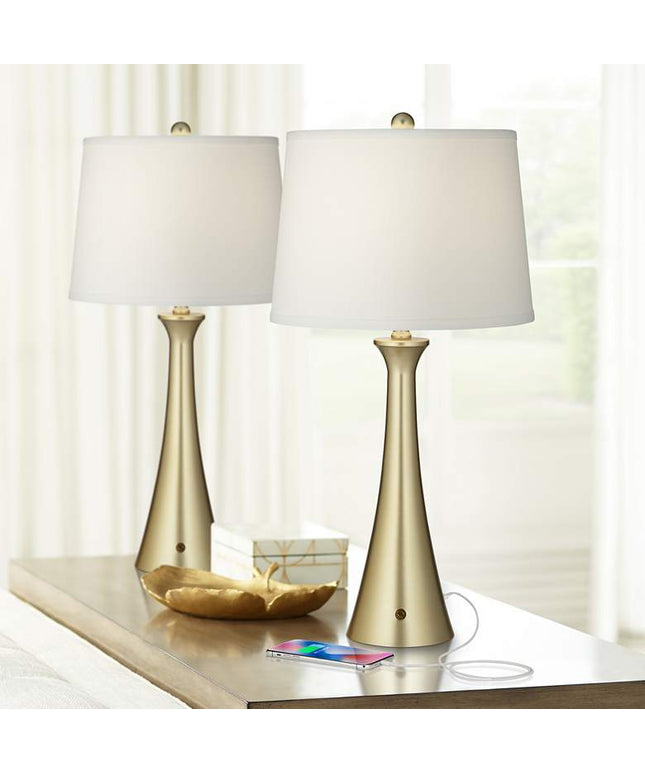 360 Lighting Karl 27 1/2" Modern Gold USB Table Lamps Set of 2