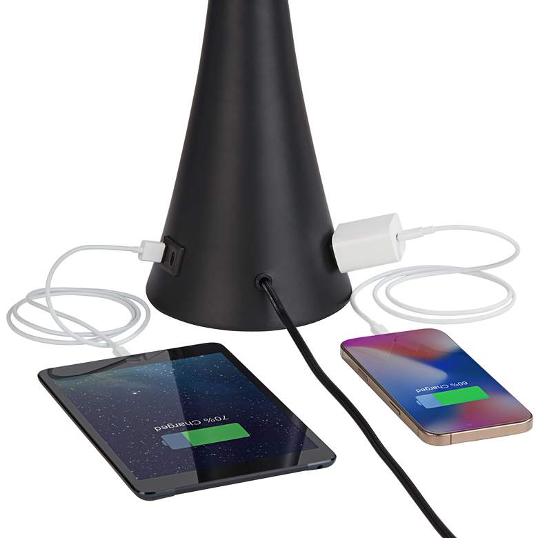 360 Lighting Karl 28 1/4" Black Finish Outlet-USB Table Lamps Set of 2