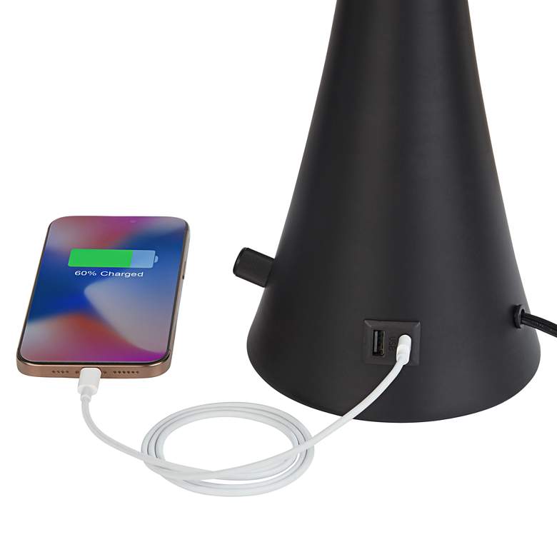 360 Lighting Karl 28 1/4" Black Finish Outlet-USB Table Lamps Set of 2